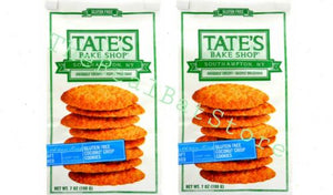 2 Tate's Bake Shop Cookies, Gluten Free, Coconut Crisp, Thin 7oz