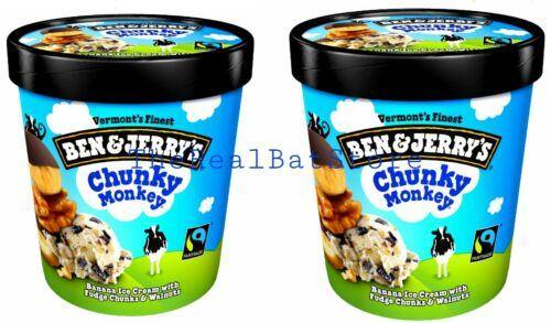 2 Ben & Jerry's Chunky Monkey Ice Cream 16 oz - TheRealBatStore