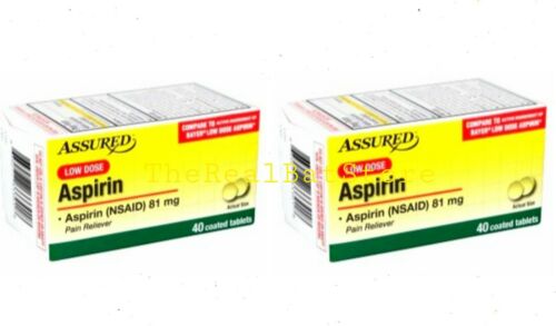 2 Assured 81mg. Enteric-Coated Aspirin 40-ct. Bottles