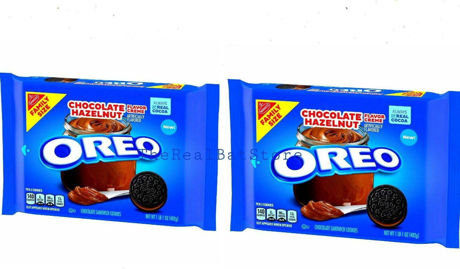 2 OREO Chocolate Hazelnut Flavored Creme Sandwich Cookies Family Size - TheRealBatStore