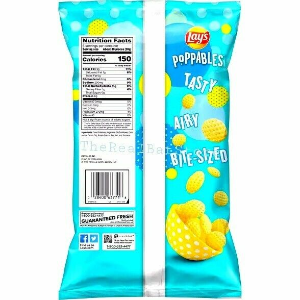 2 Lay's Poppables Sea Salt Potato Snacks 5oz