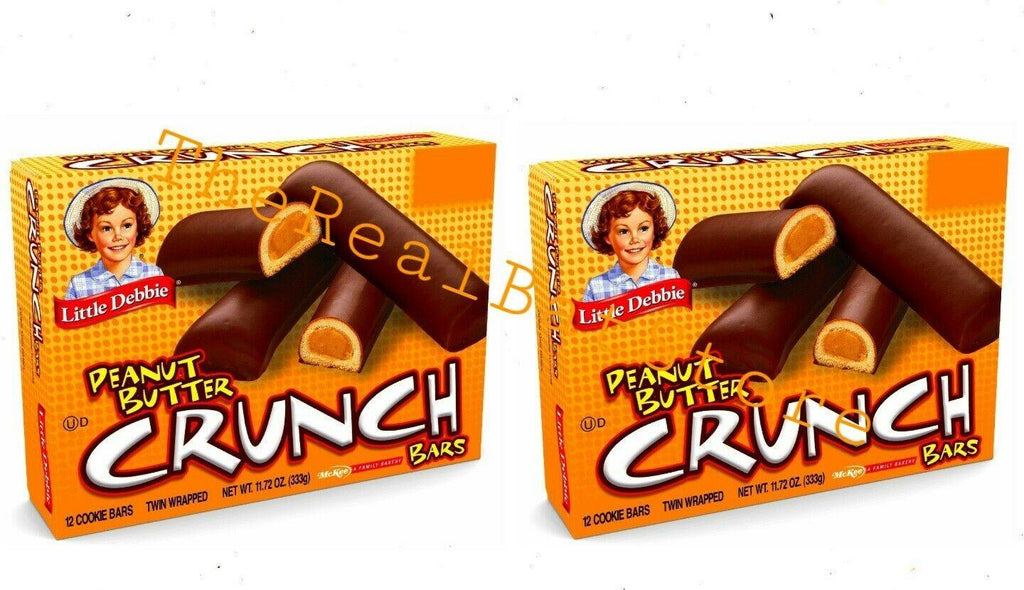 2 Little Debbie Peanut Butter Crunch Bars Snack Cakes Twelve a Box - TheRealBatStore