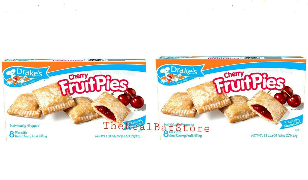 2 Drake's Cherry Fruit Pie Snack Cake Eight Pie Box - TheRealBatStore