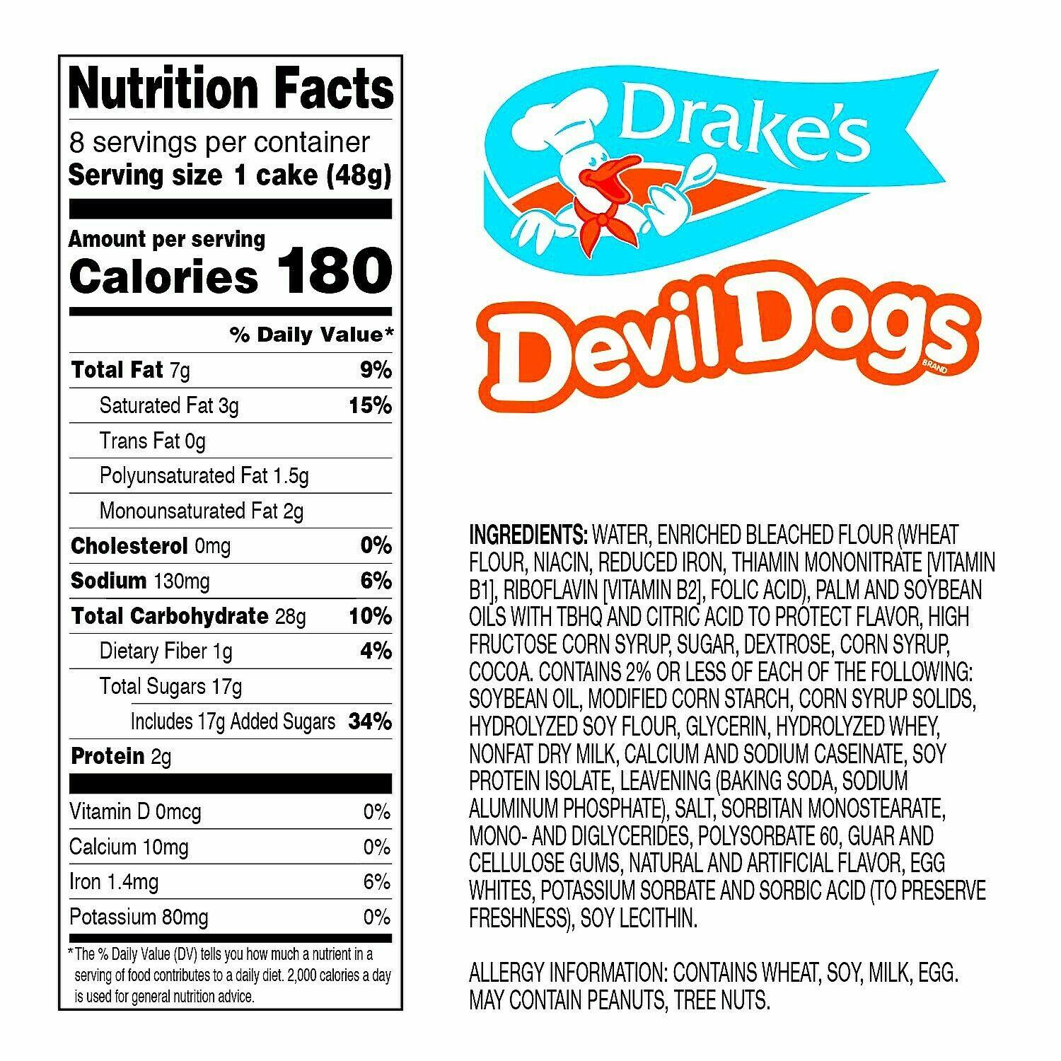 2 Drake's Devil Dogs, Creme filled Devil's Food Cakes. 8-per Box. - TheRealBatStore