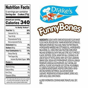 2 Drake's Funny Bones, Peanut Butter Creme filled Devil's Food Cakes - TheRealBatStore