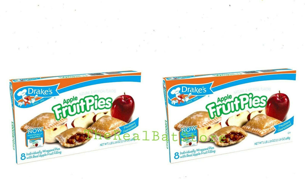 2 Drake's Apple Fruit Pie Snacks Cake Eight per Box - TheRealBatStore