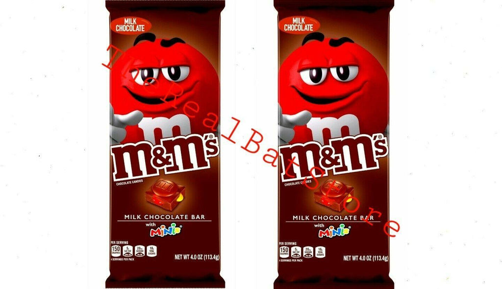 (2) M&M'S Milk Chocolate Candy Bar, Chocolate Bar with Minis, 4 Oz - TheRealBatStore