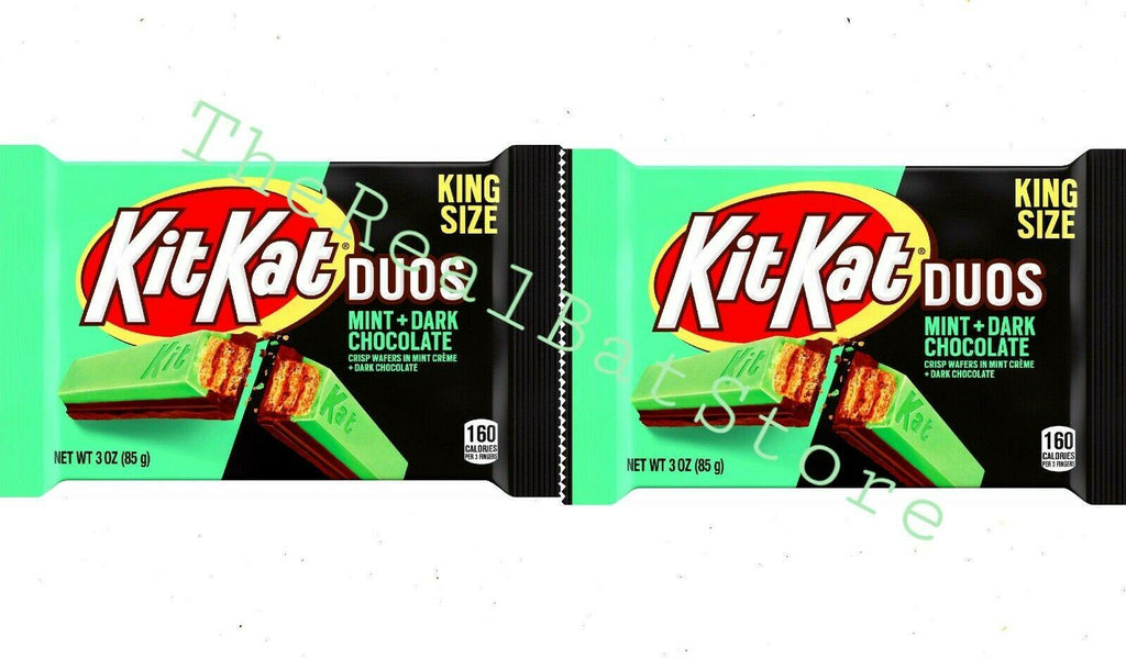 2 Kit Kat Duos, Mint and Dark Chocolate King Size Candy Bar, 3 oz - TheRealBatStore