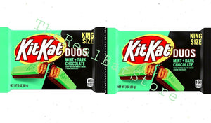 2 Kit Kat Duos, Mint and Dark Chocolate King Size Candy Bar, 3 oz - TheRealBatStore