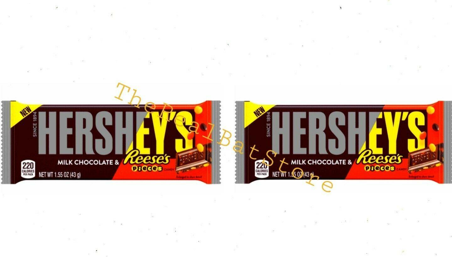 2 Hershey HERSHEY'S Milk Chocolate &  Reese's PIECES Candy Bar - TheRealBatStore