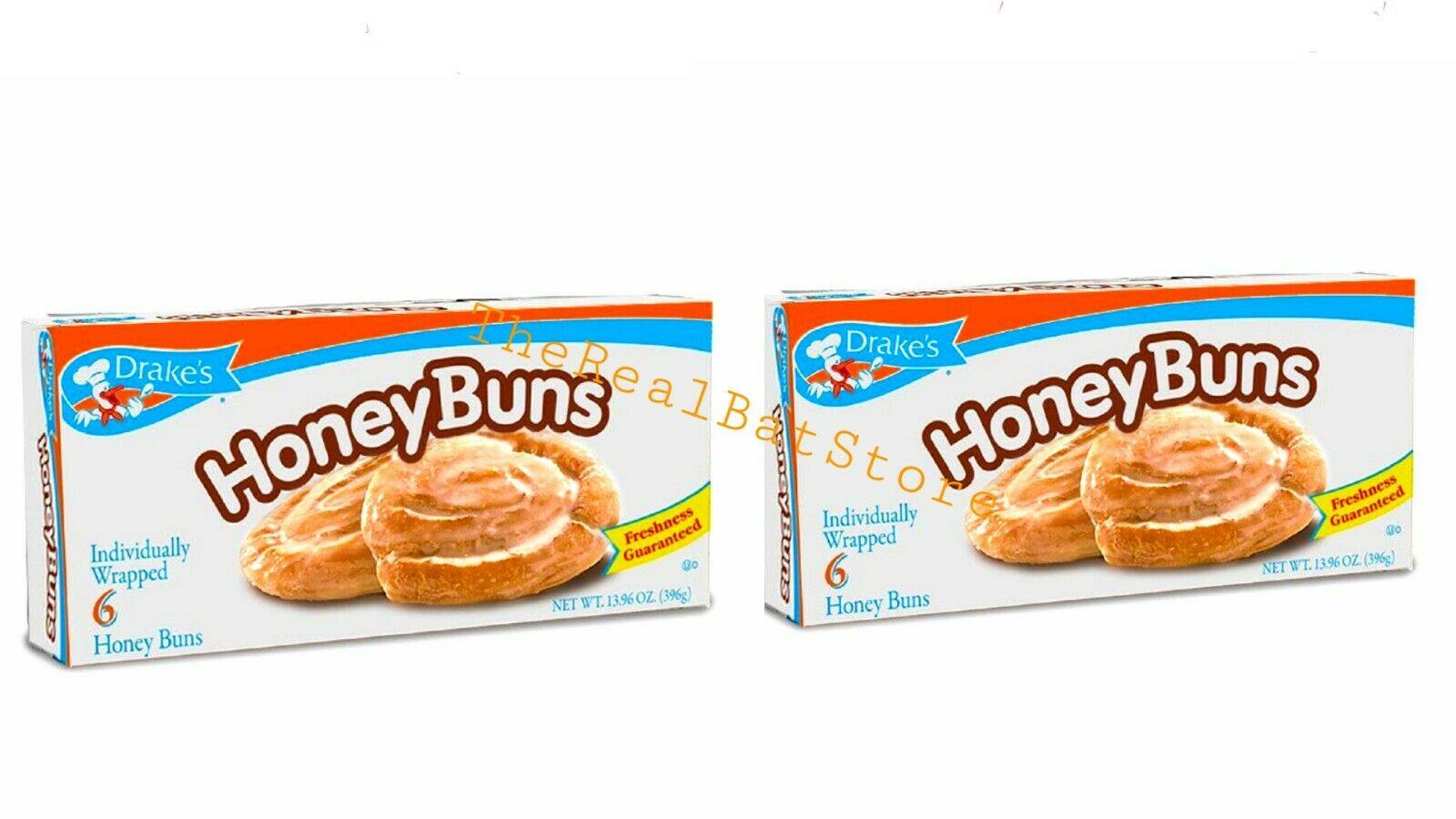 2 Drake's Honey Buns Cakes snacks 6-per Box - TheRealBatStore