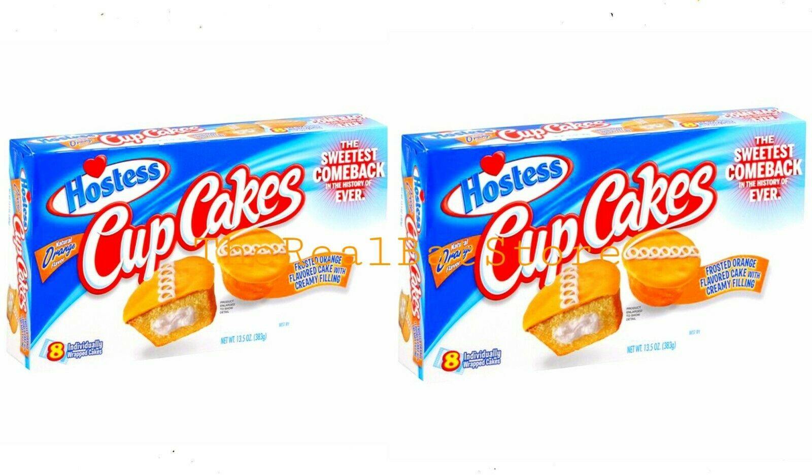 2 Hostess Orange Flavor Cup Cake Eight per Box - TheRealBatStore