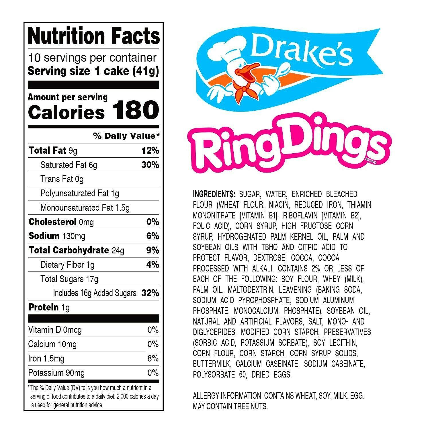 2 Drake's Ringding Snack cake Ten per Box - TheRealBatStore