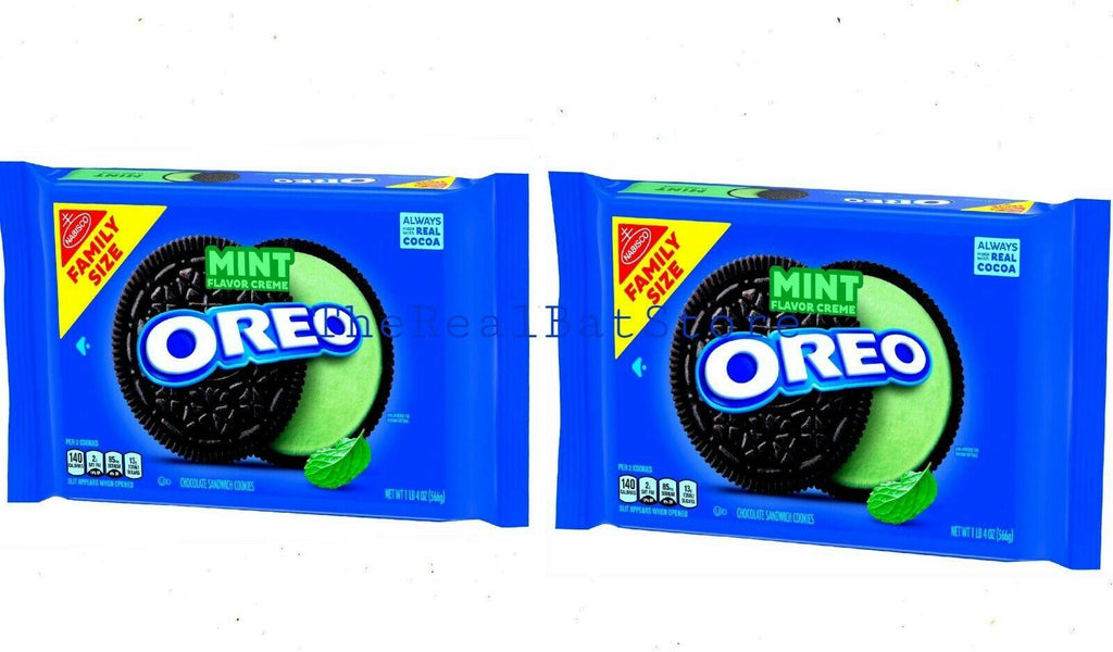 2 OREO Mint Flavored Creme Chocolate Sandwich Cookies Family Size 20 oz - TheRealBatStore