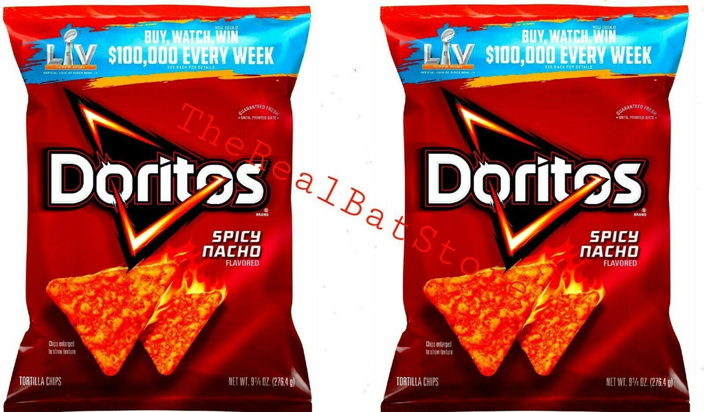 2 Doritos Spicy Nacho Flavored Tortilla Chips, 9.75 Oz - TheRealBatStore