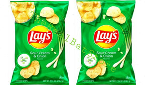 2 Lay's Sour Cream & Onion Flavored Potato Chips 7.75 Oz